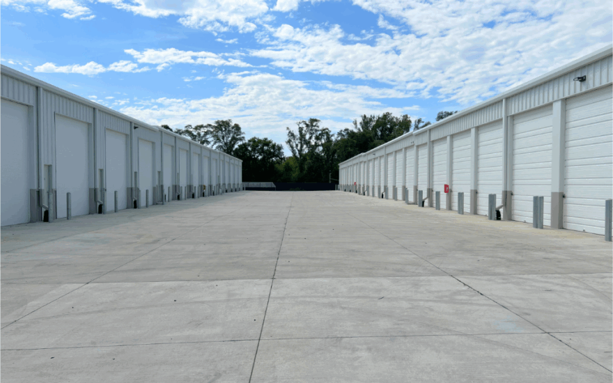 contractor bays and concrete drive lane