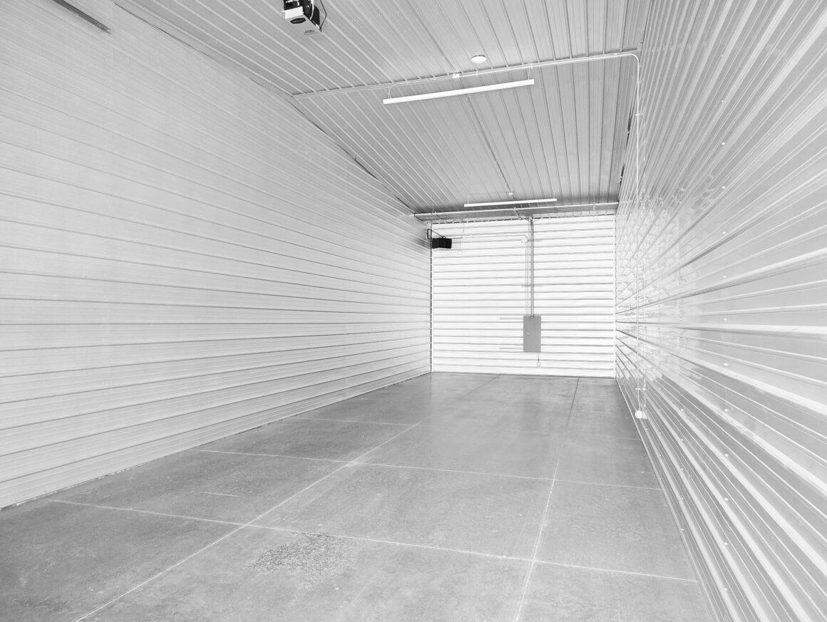 contractor-bay-shop-space-bondurant Heated contractor bay with garage door in Bondurant, IA