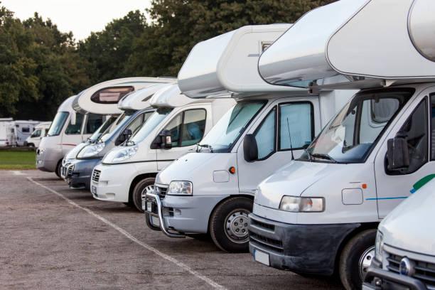 Motorhomes parked at motorhome campground. outdoor rv storage in wahoo ne