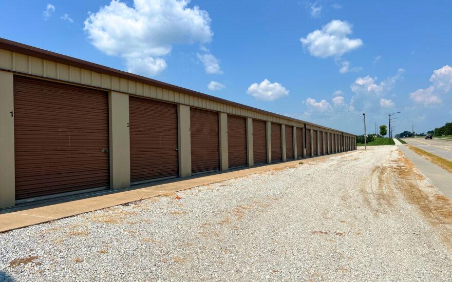 storage building with storage units next to road